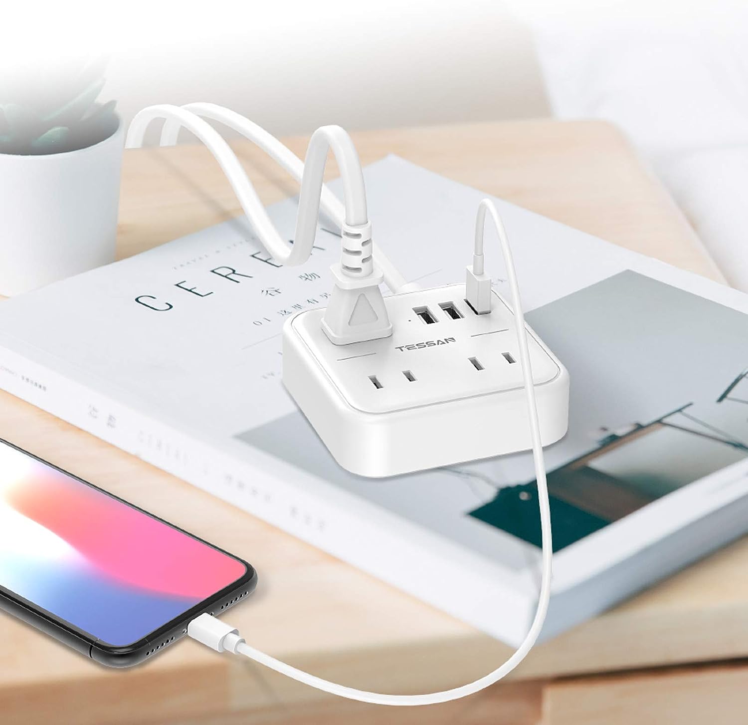 TESSAN 延長コード usb コンセント 3個AC口 3つUSBポート