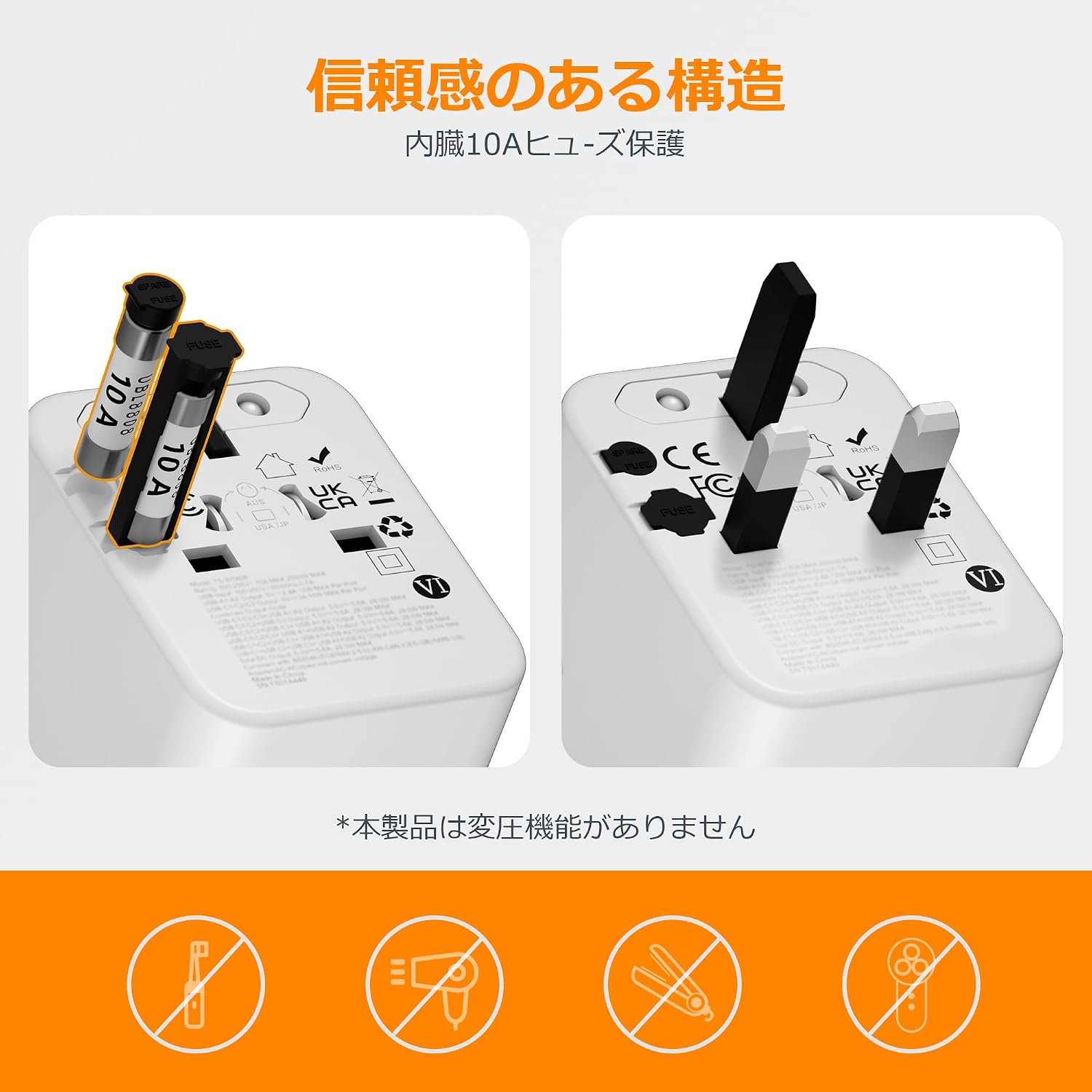 TESSAN 全世界対応 海外変換プラグ 7-in-1(USB-C×3・USB-A×2)