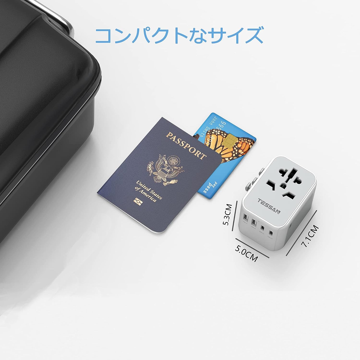 TESSAN 電源変換プラグ 5USBポート 3個Type-Cポート付