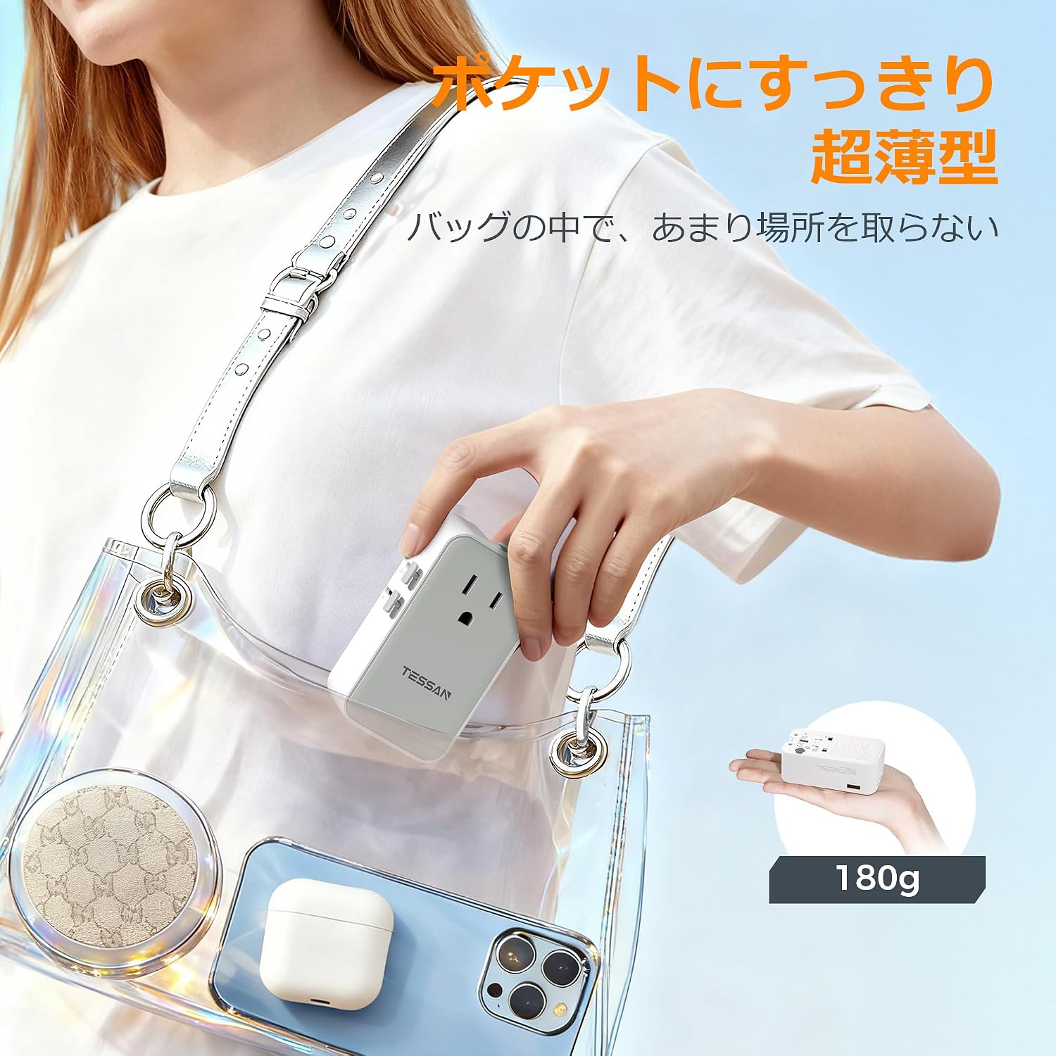 TESSAN 世界対応 70W 急速充電 変換プラグ(A/C/BF/Oタイプ)