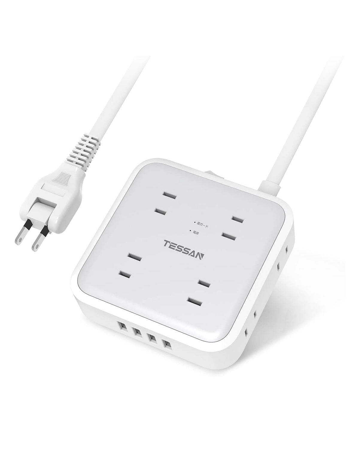 TESSAN 延長コード 2m 電源タップ 8個AC口 4USBポート usb コンセントタップ タコ足配線