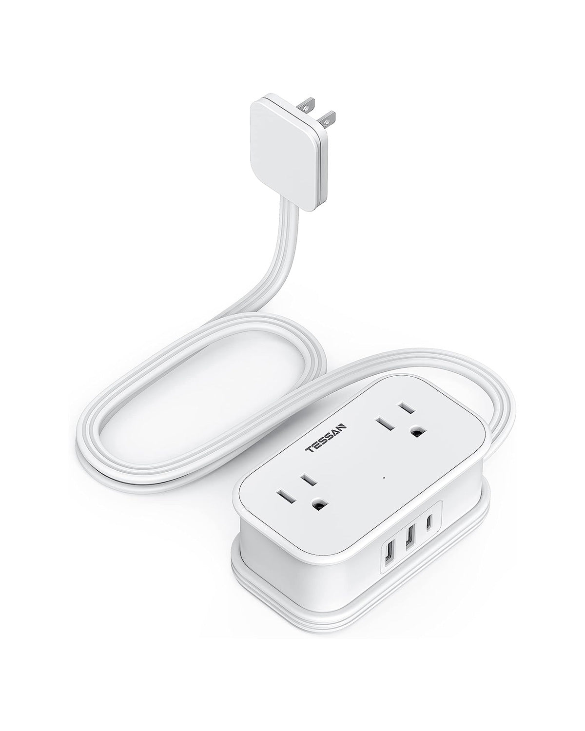 TESSAN 延長コード1m 電源タップ usb付き コンセントタップ 4個AC差込口 1USB-Cポート 2USB-Aポート