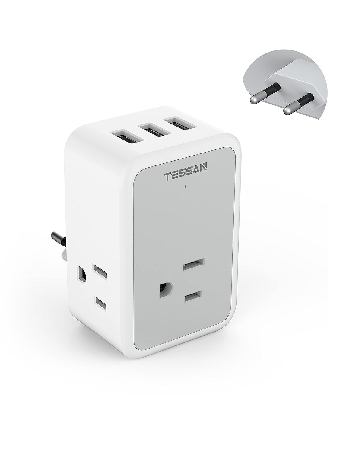 TESSAN 電源変換アダプター 3個AC差込口 3USBポート付き コンセント