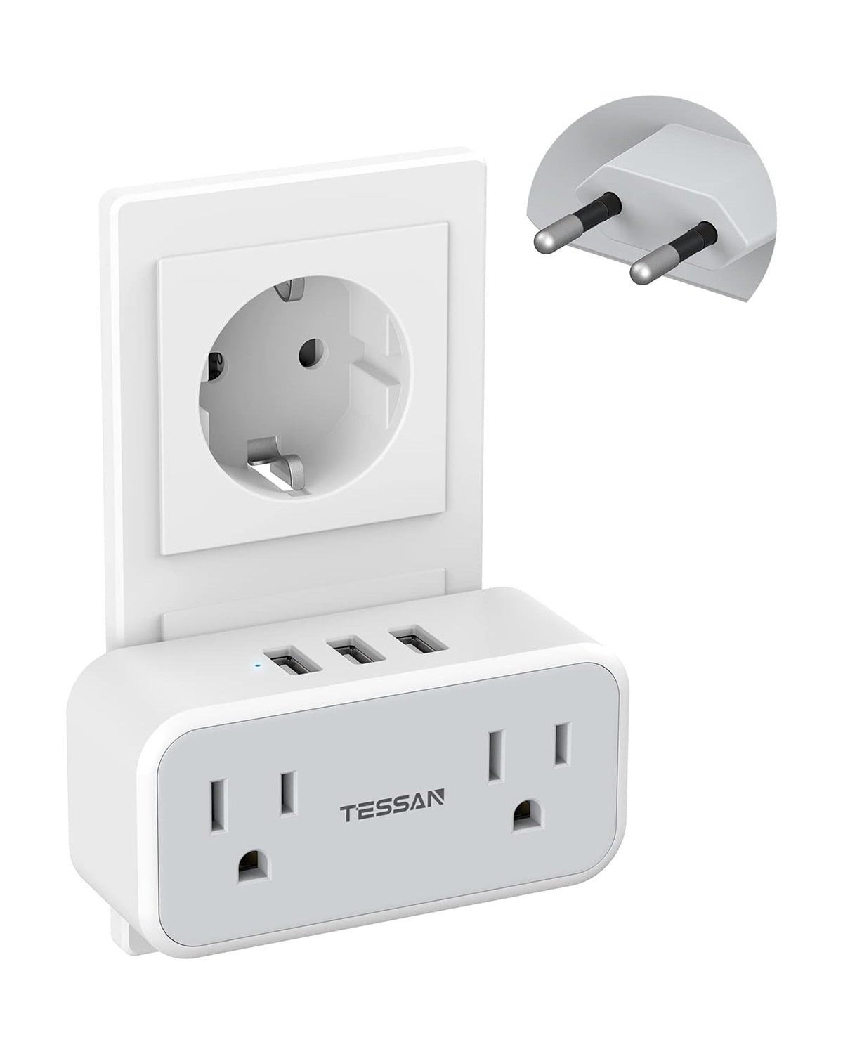 TESSAN 海外 3つUSBポート コンセント 変換アダプター 電源変換プラグ フランス