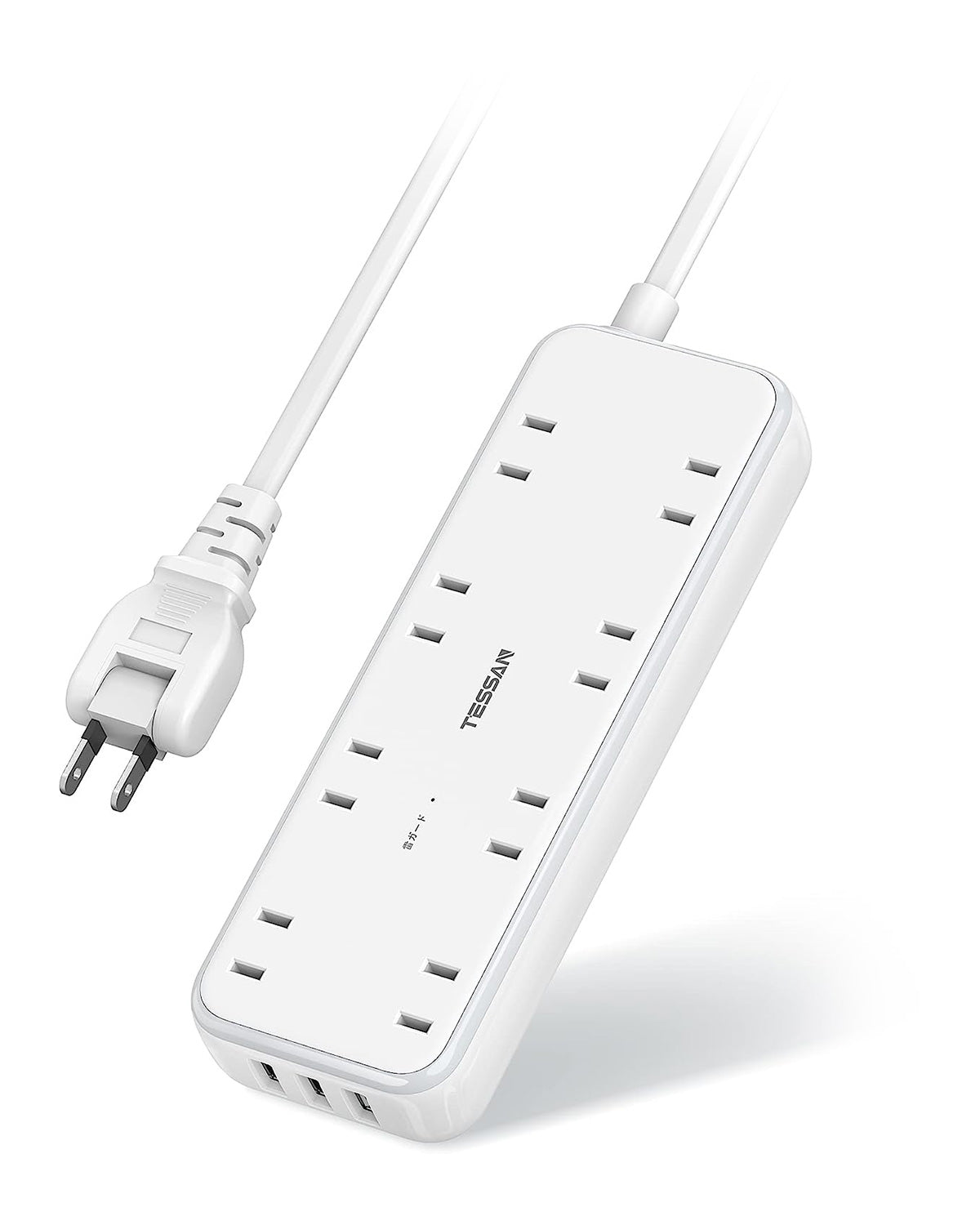 延長コード 2m 電源タップ usb付き テーブルタップ 8個AC口 3USBポート TESSAN タコ足配線 oaタップ 蛸足コンセント 雷ガード 一括スイッチ付き