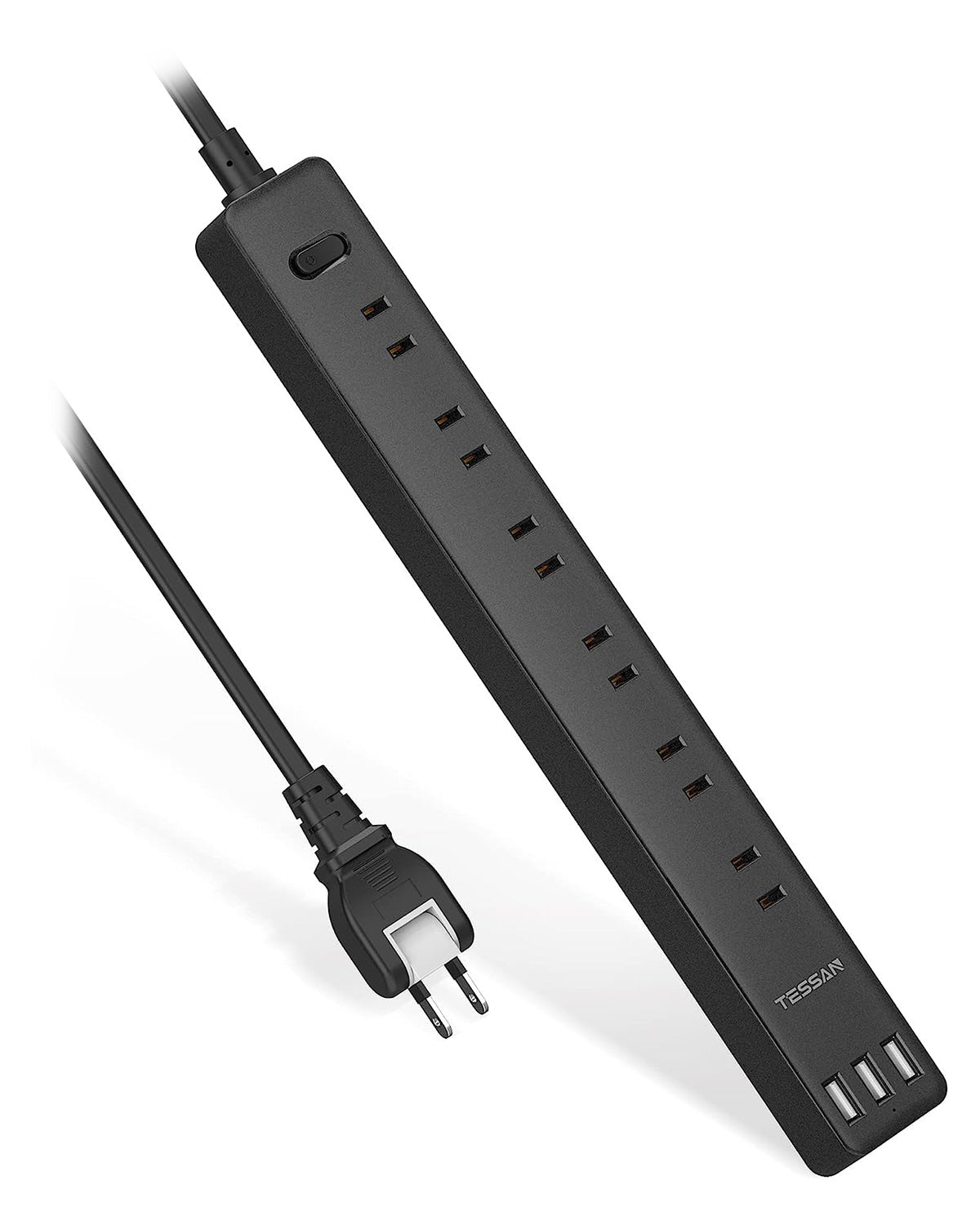 TESSAN 電源タップ 延長コード 2m 長い コンセント 6個AC差込口 3つUSBポート