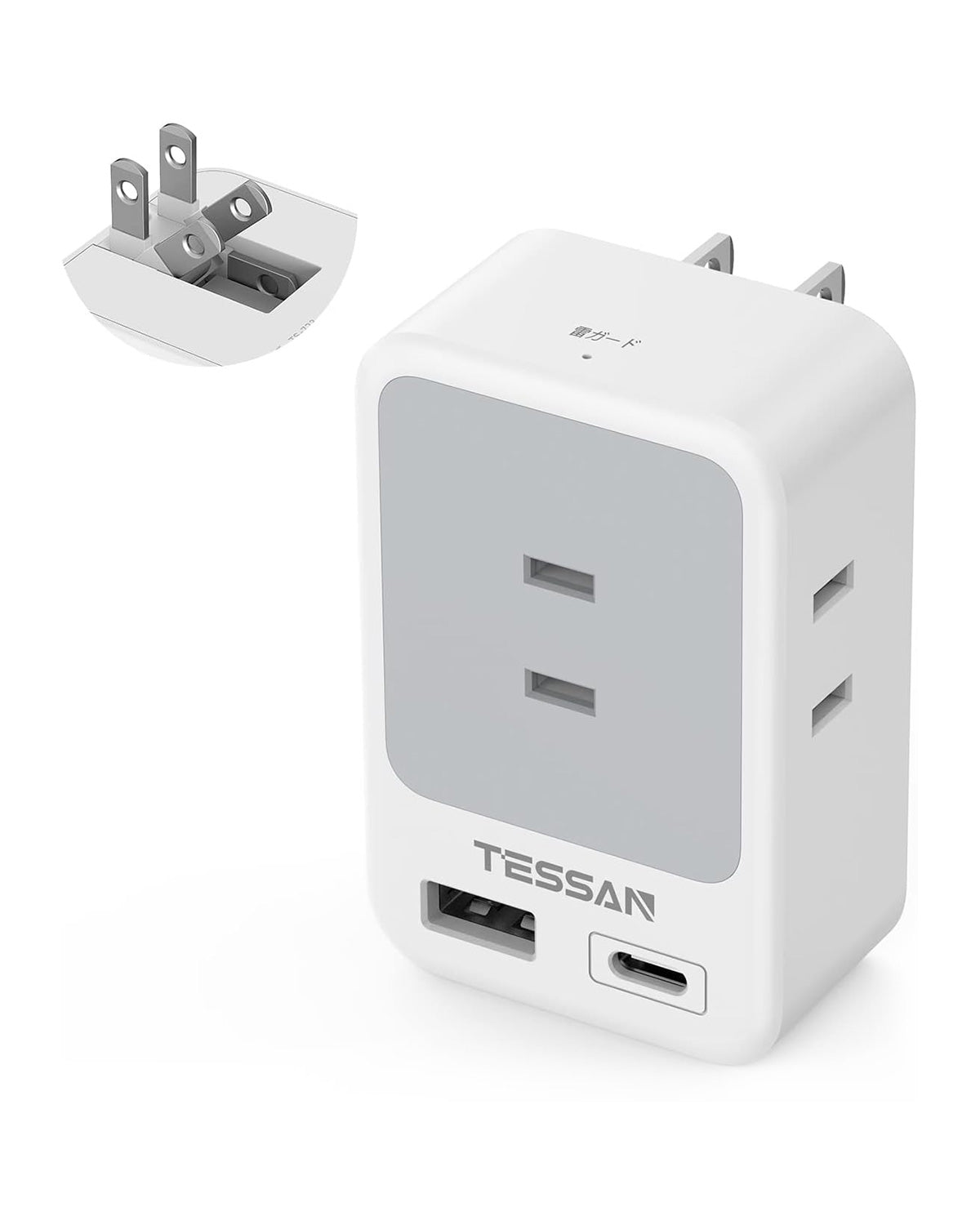 TESSAN type-c 電源タップ USB-C付き PD 20W 3個AC口 1個USB-Aポート 1個Type-Cポート蛸足コンセント