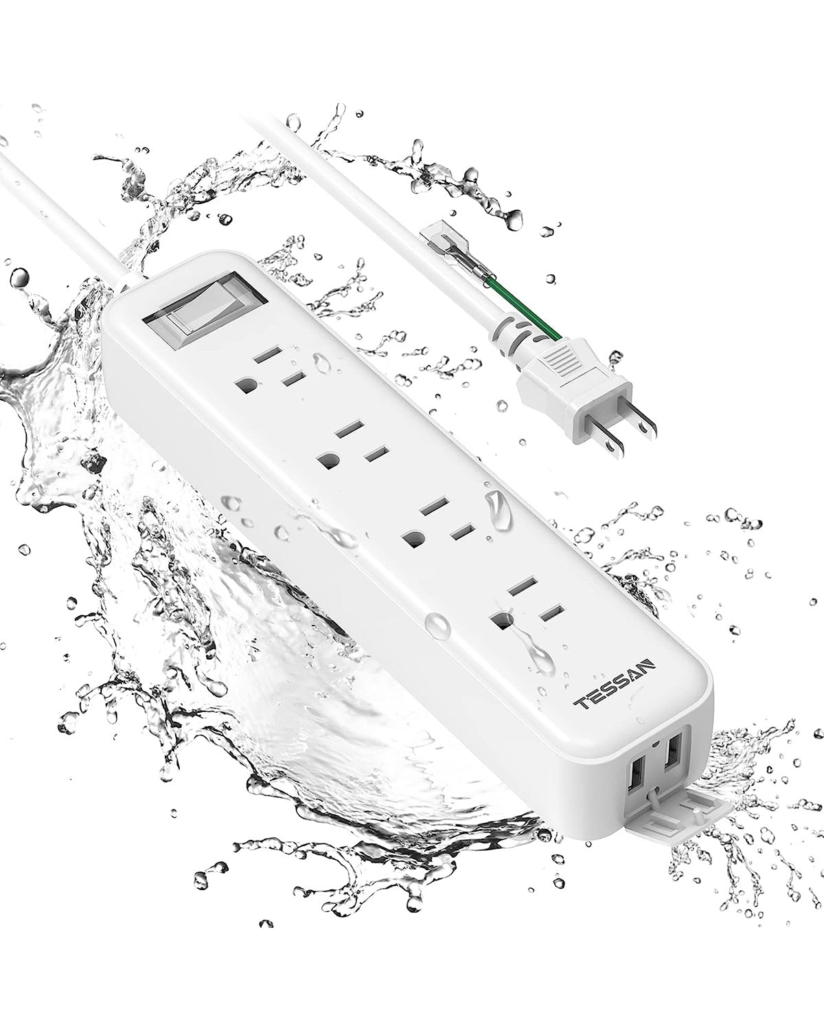 TESSAN 防水コンセント テーブルタップ usbコンセント 4個ACコンセント 2個usbポート