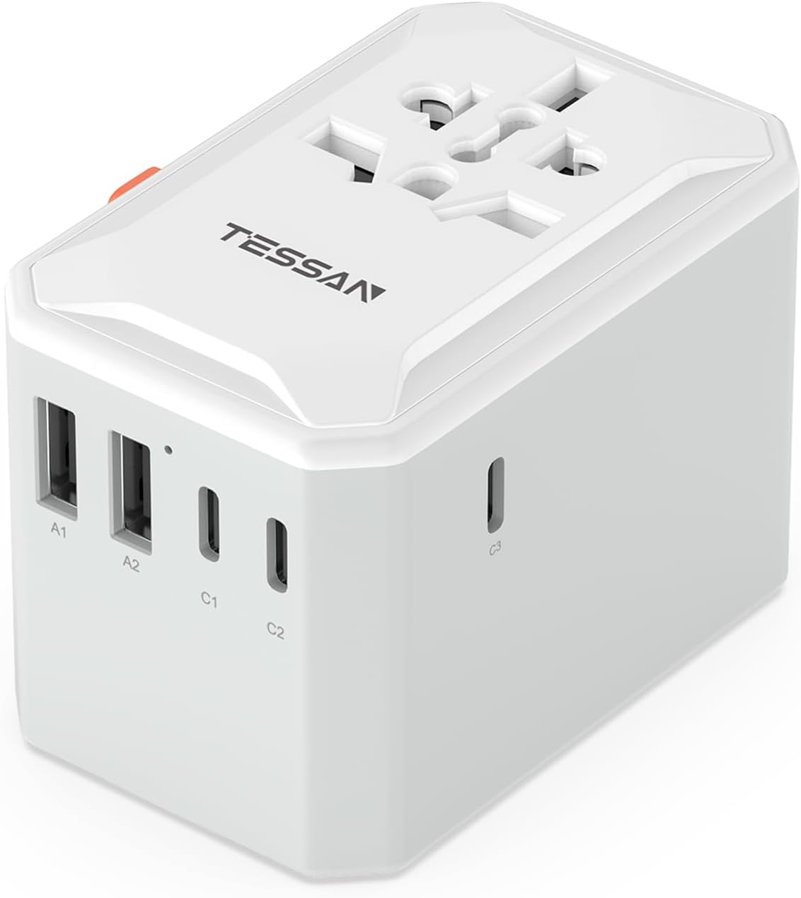 TESSAN 全世界対応マルチ変換プラグ 5USB（USB-C×3）6台同時充電