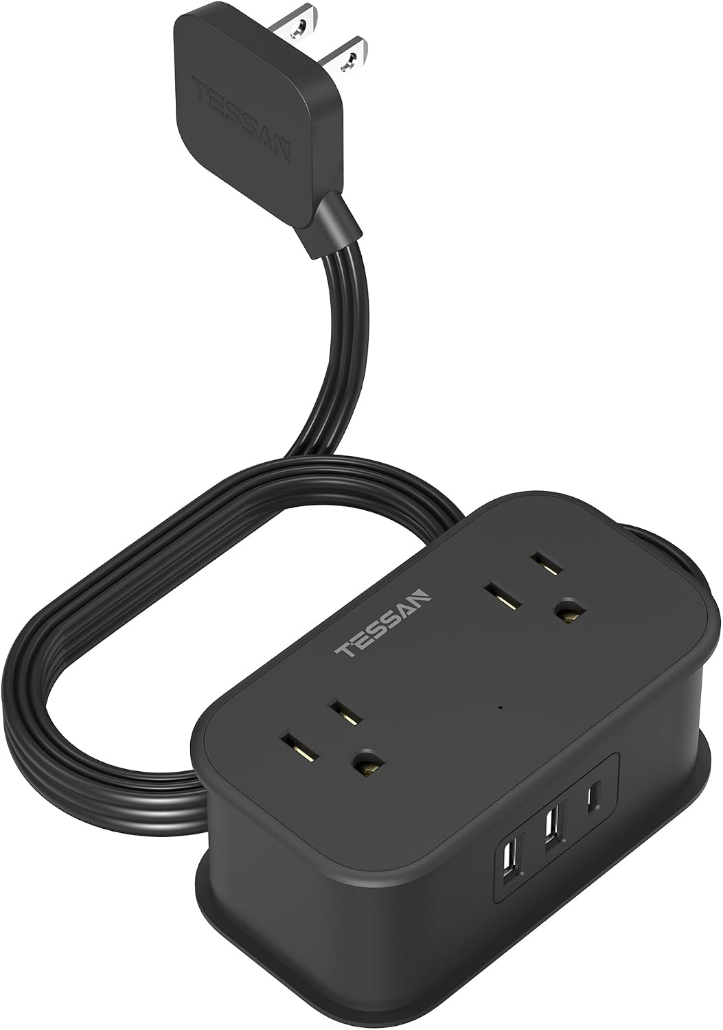 TESSAN 延長コード1m 電源タップ usb付き コンセントタップ 4個AC差込口 1USB-Cポート 2USB-Aポート
