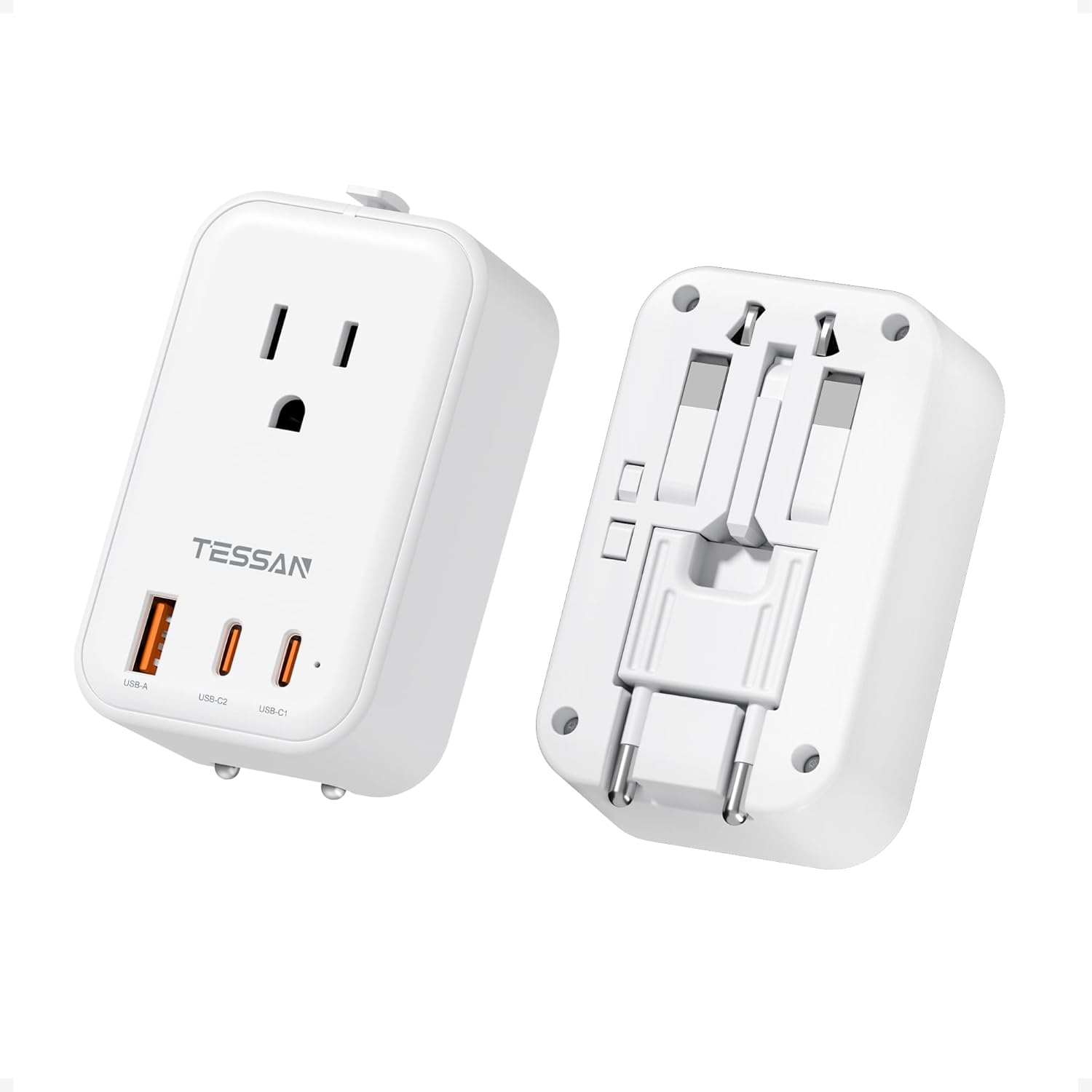TESSAN 海外変換プラグ 超薄型 4台同時充電 USB-C×2 USB-A×1 全世界対応