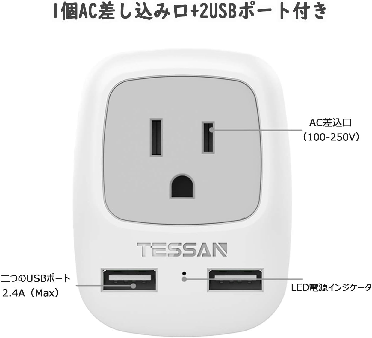 TESSAN 変換プラグ Oタイプ 2USBポート付き