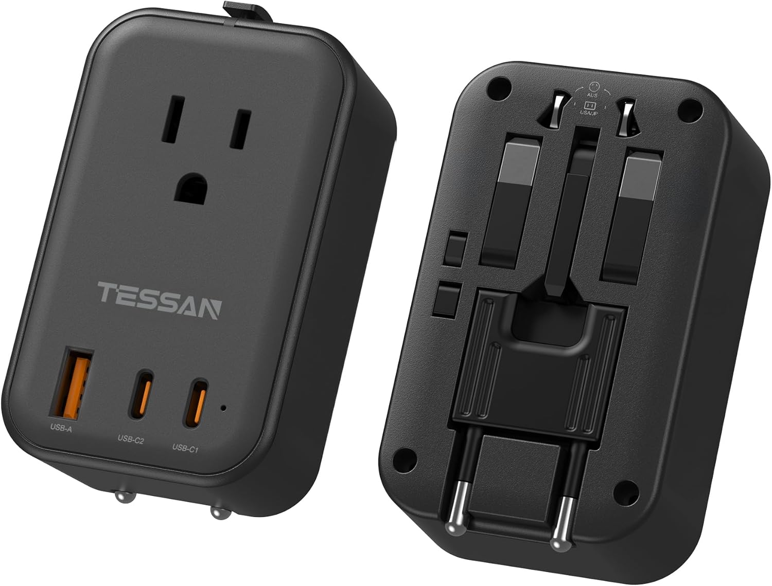 TESSAN 海外変換プラグ 超薄型 4台同時充電 USB-C×2 USB-A×1 全世界対応